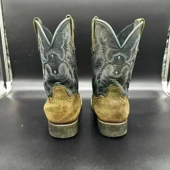 Ariat Tombstone Boy Blue Brown Leather Square Toe Western Boot 10012794 Size 4 - Picture 4 of 8